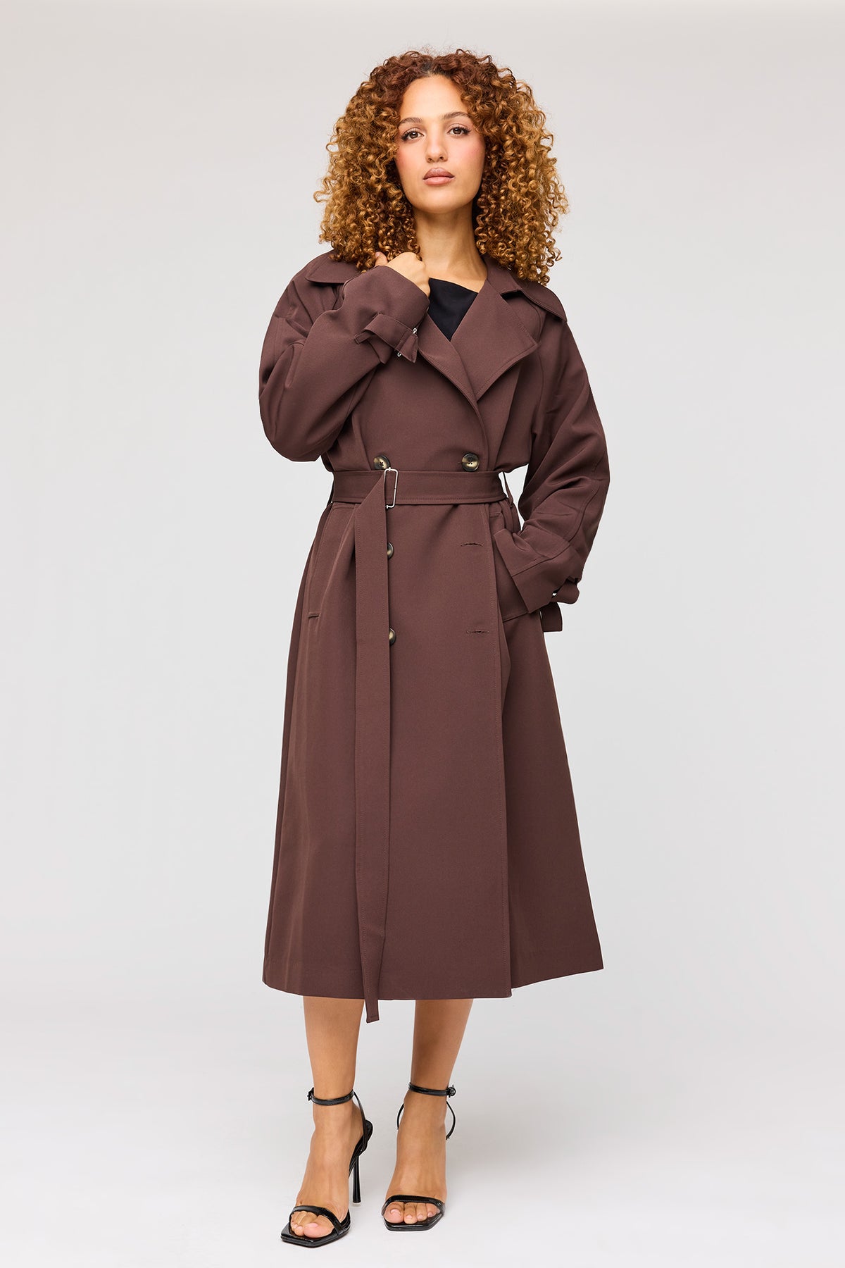 Midi Trench Coat - Brown