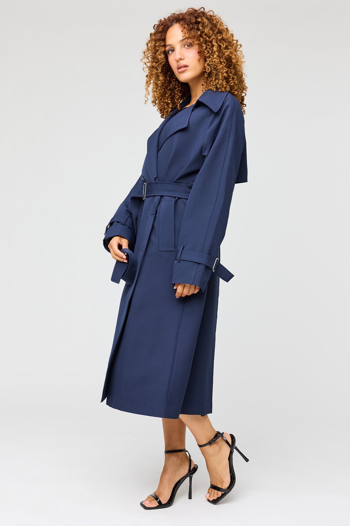 Alt View 3. Midi Trench Coat - Navy