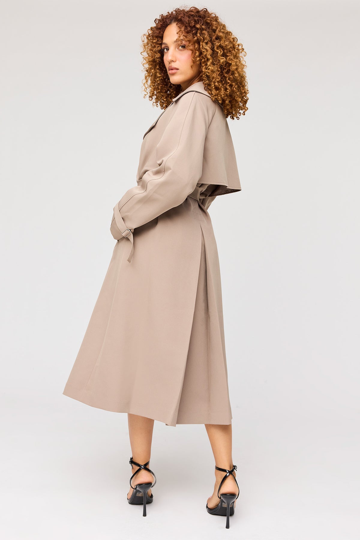 Alt View 2. Midi Trench Coat - Taupe