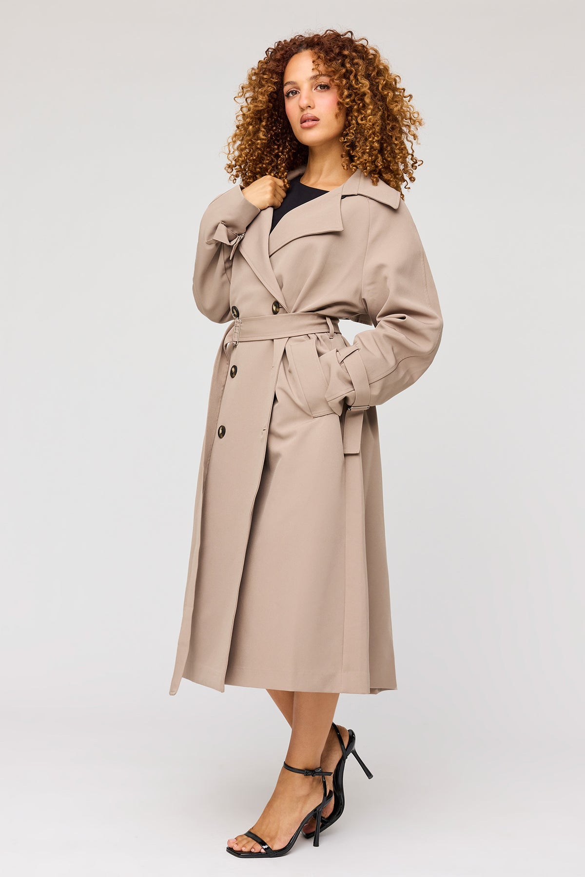 Alt View 3. Midi Trench Coat - Taupe