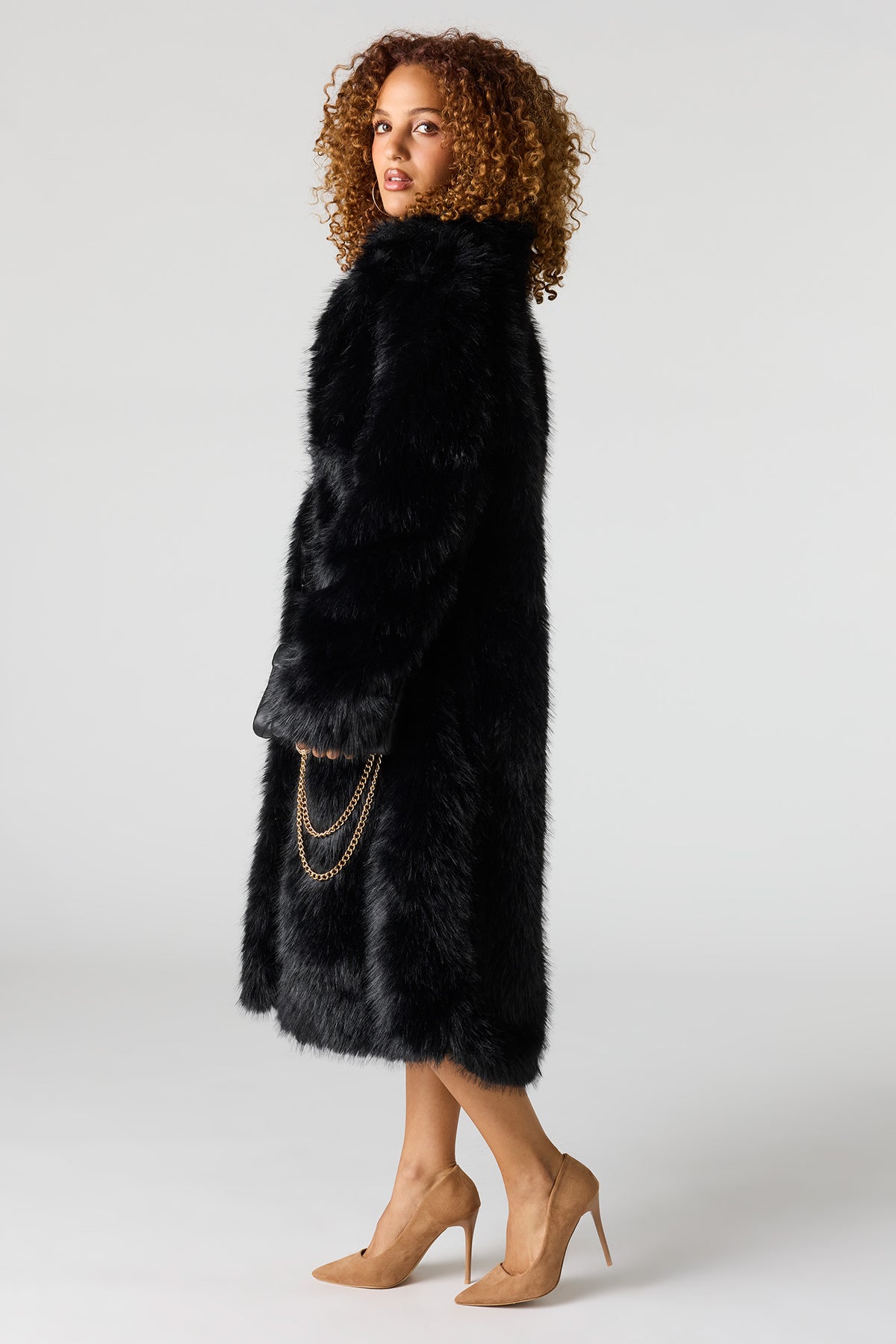 Alt View 2. Maxi Faux Fur Jacket - Black