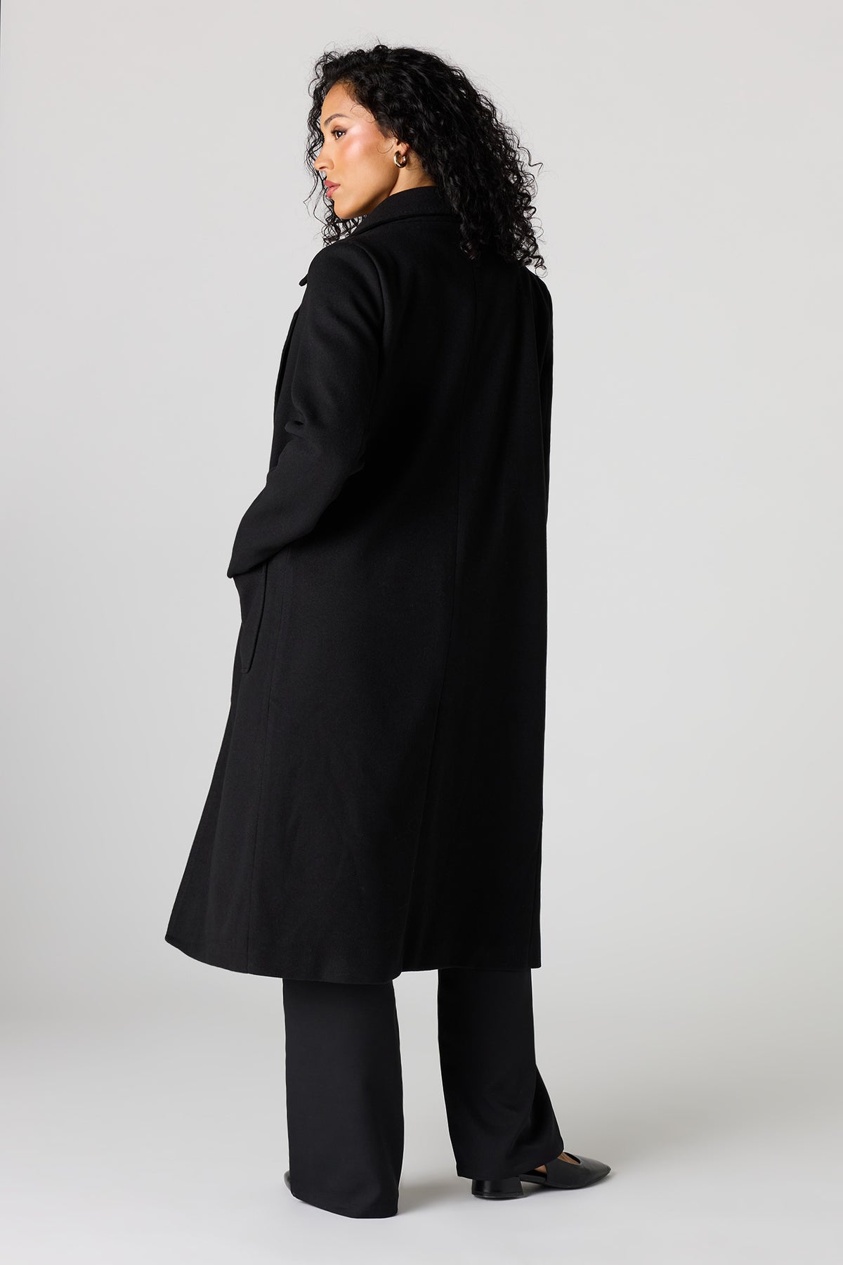 Alt View 3. Longline Peacoat - Black
