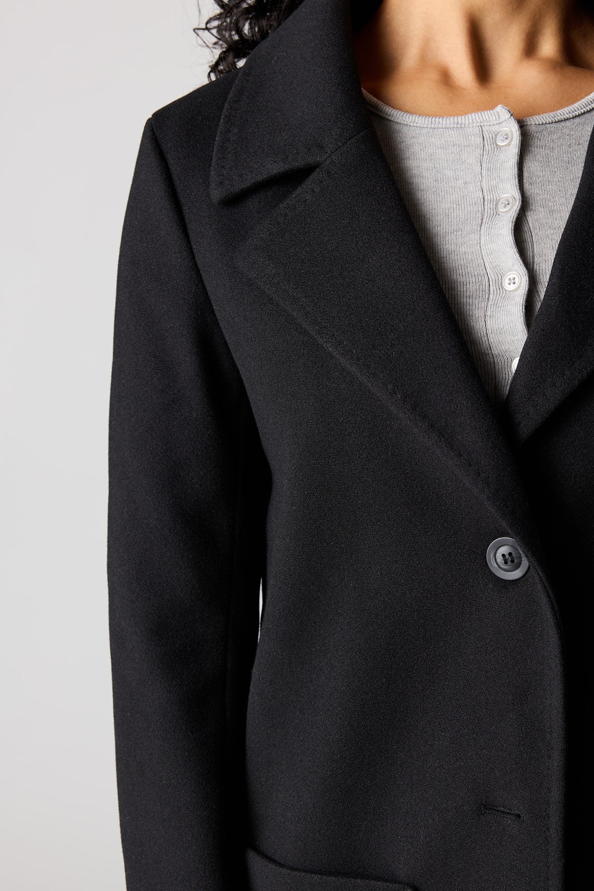 Alt View 4. Longline Peacoat - Black