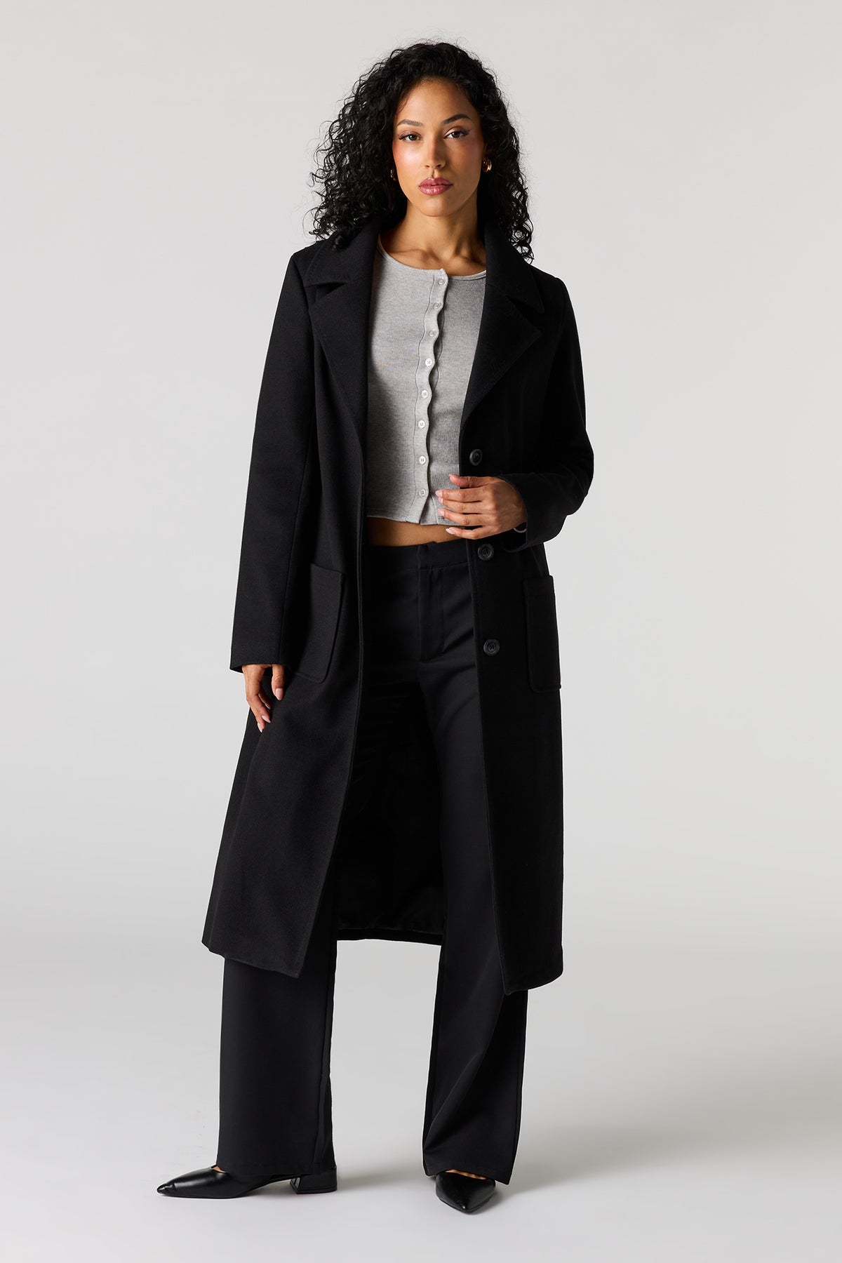 Longline Peacoat - Black