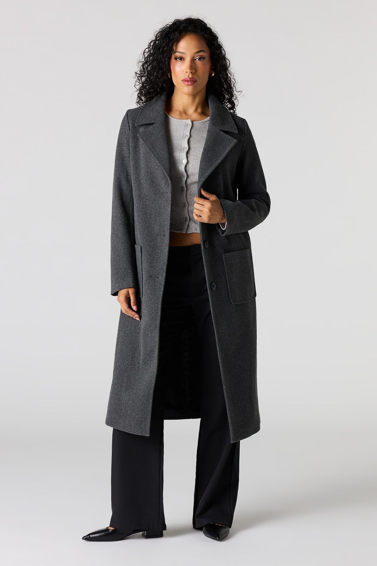 Longline Peacoat - Charcoal