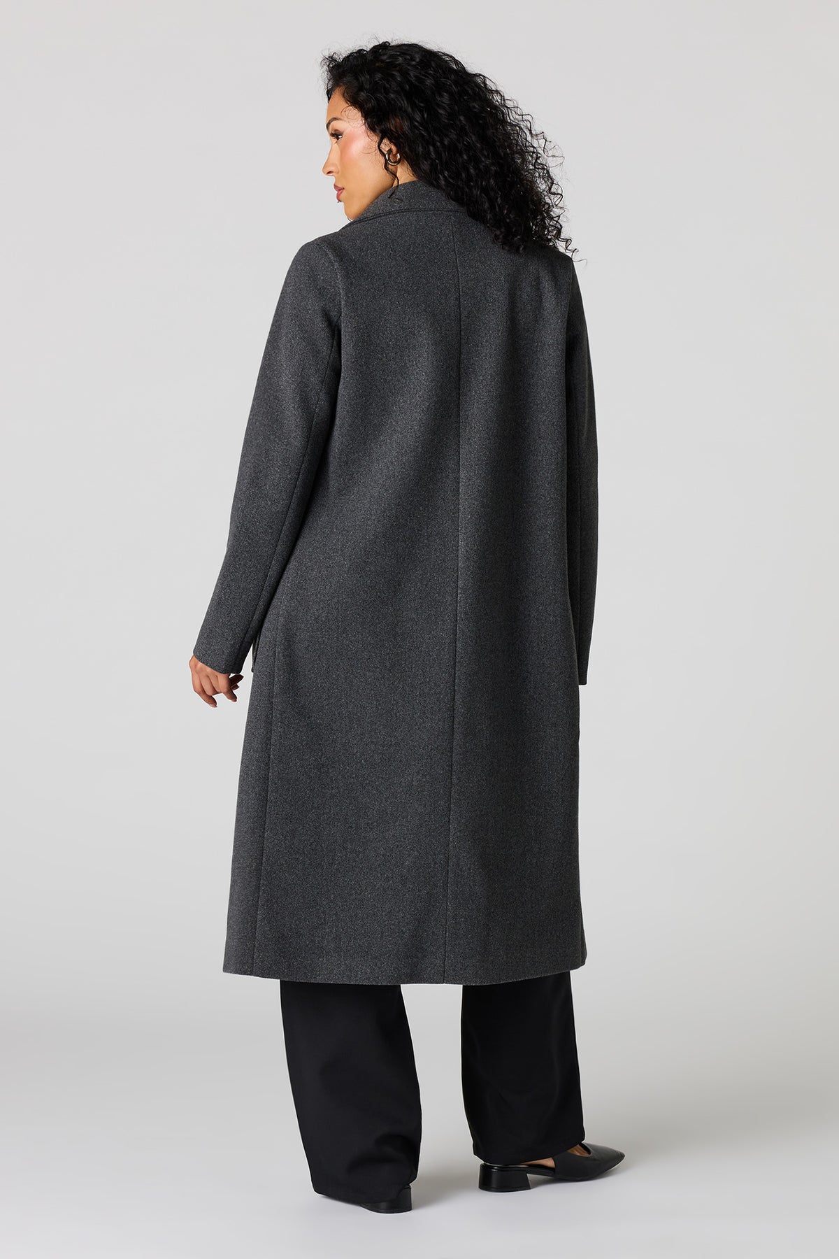 Alt View 3. Longline Peacoat - Charcoal