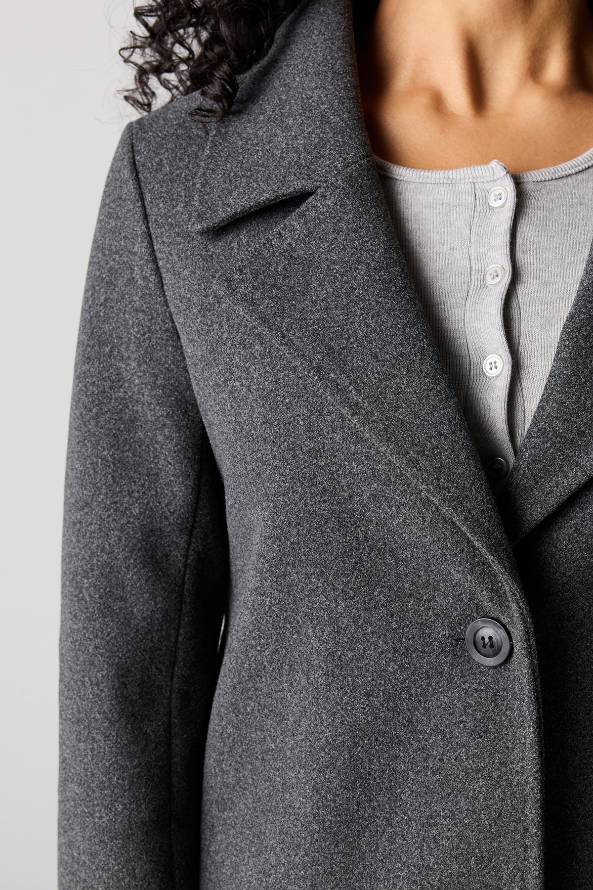 Alt View 4. Longline Peacoat - Charcoal