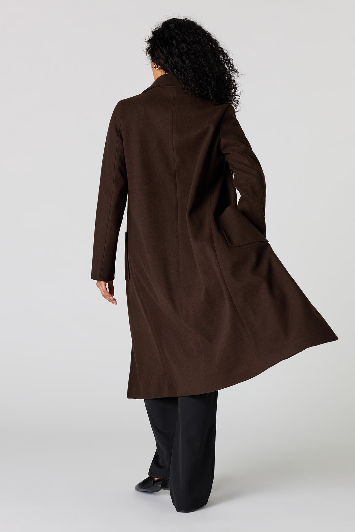 Alt View 3. Longline Peacoat - Brown
