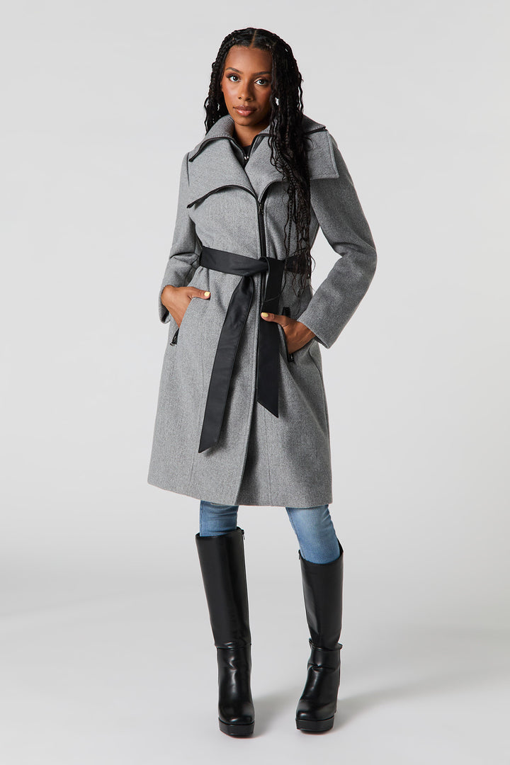 Blouson avec col double et ceinture