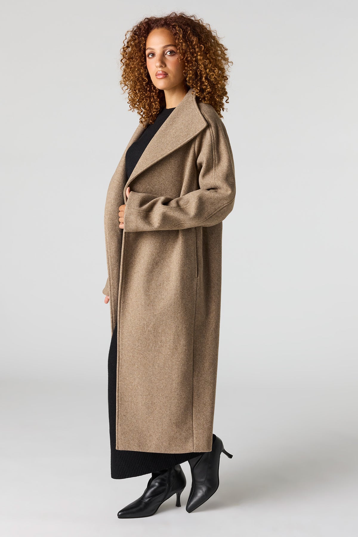 Alt View 2. Belted Coat - Oatmeal