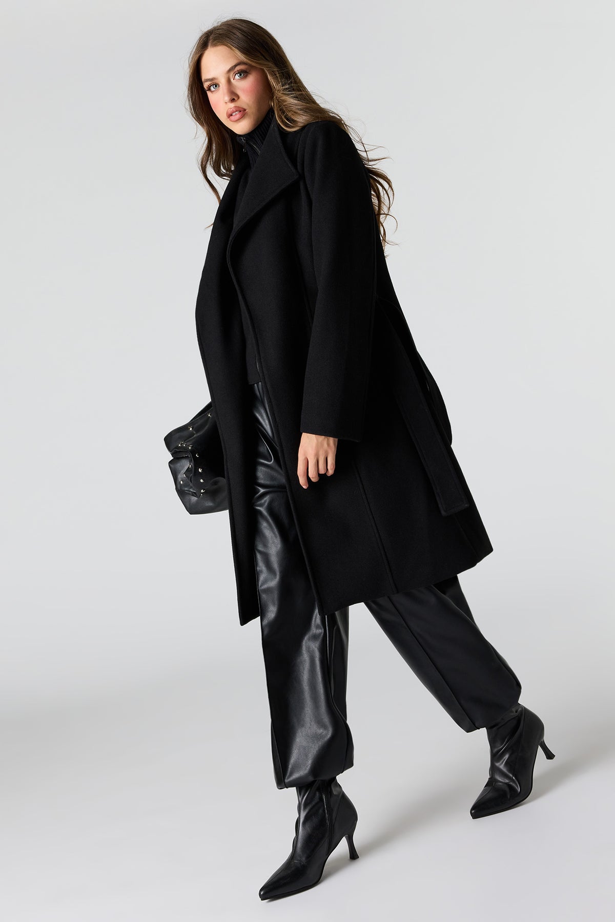Alt View 2. Longline Coat - Black
