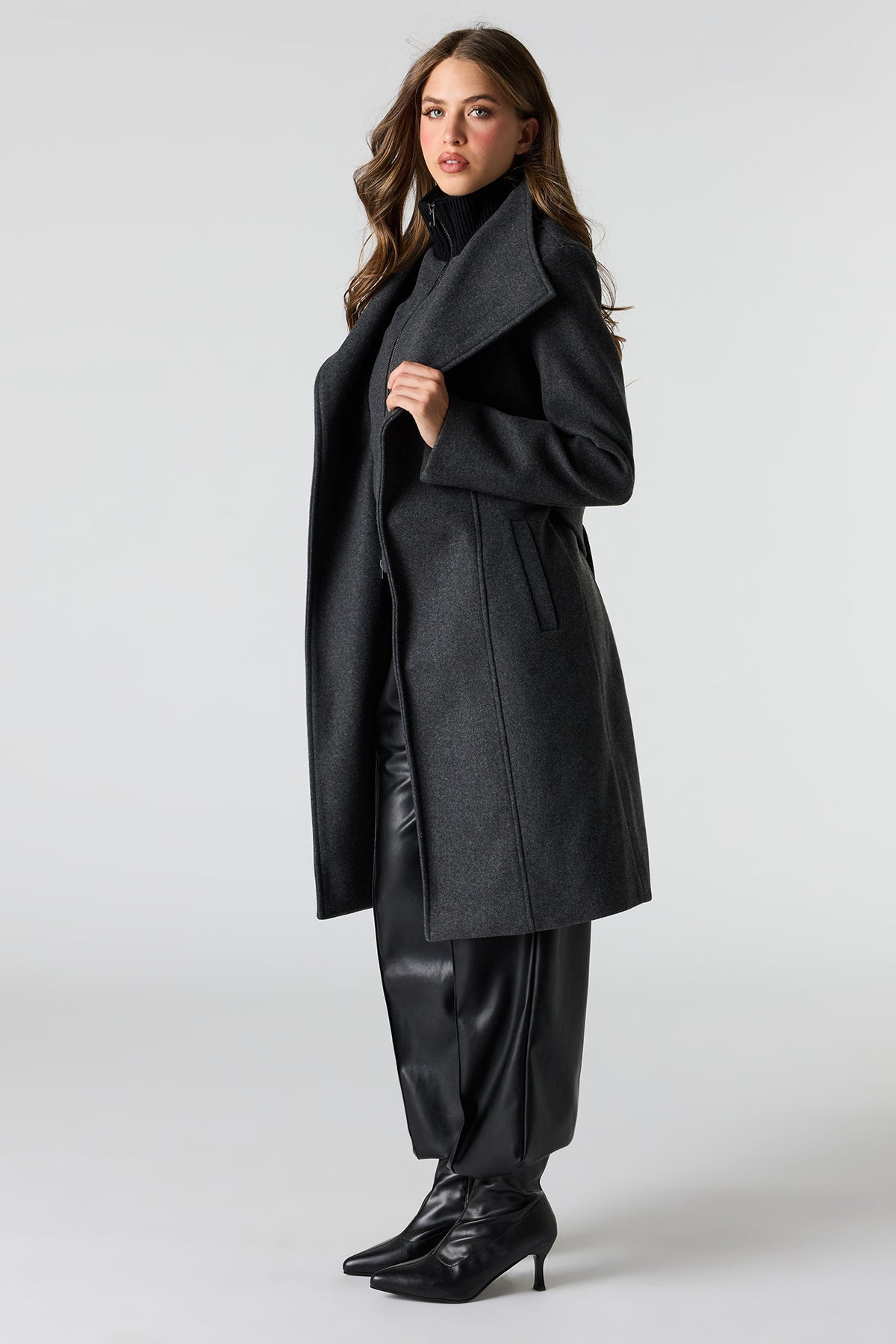 Alt View 2. Longline Coat - Charcoal