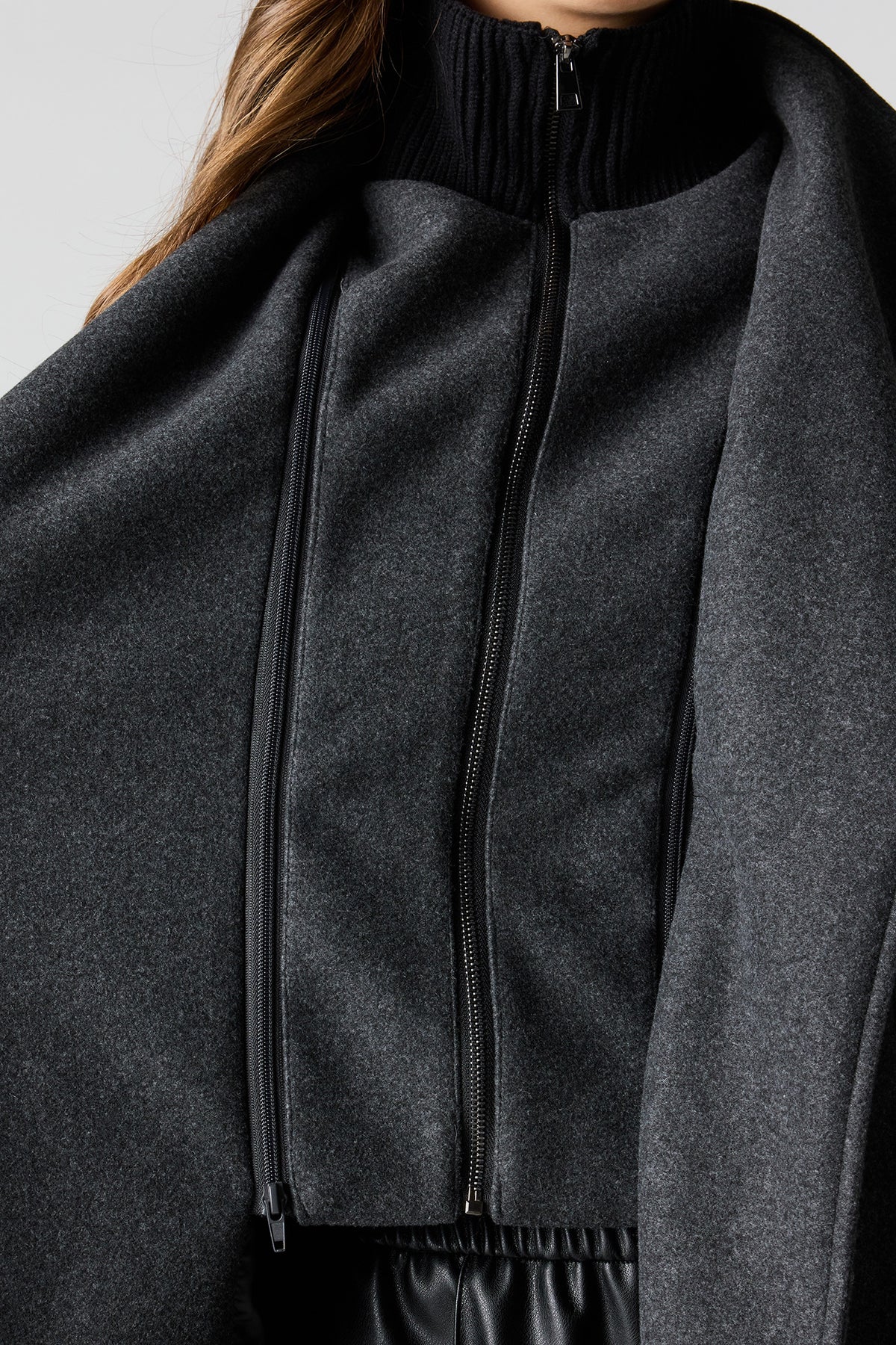 Alt View 4. Longline Coat - Charcoal