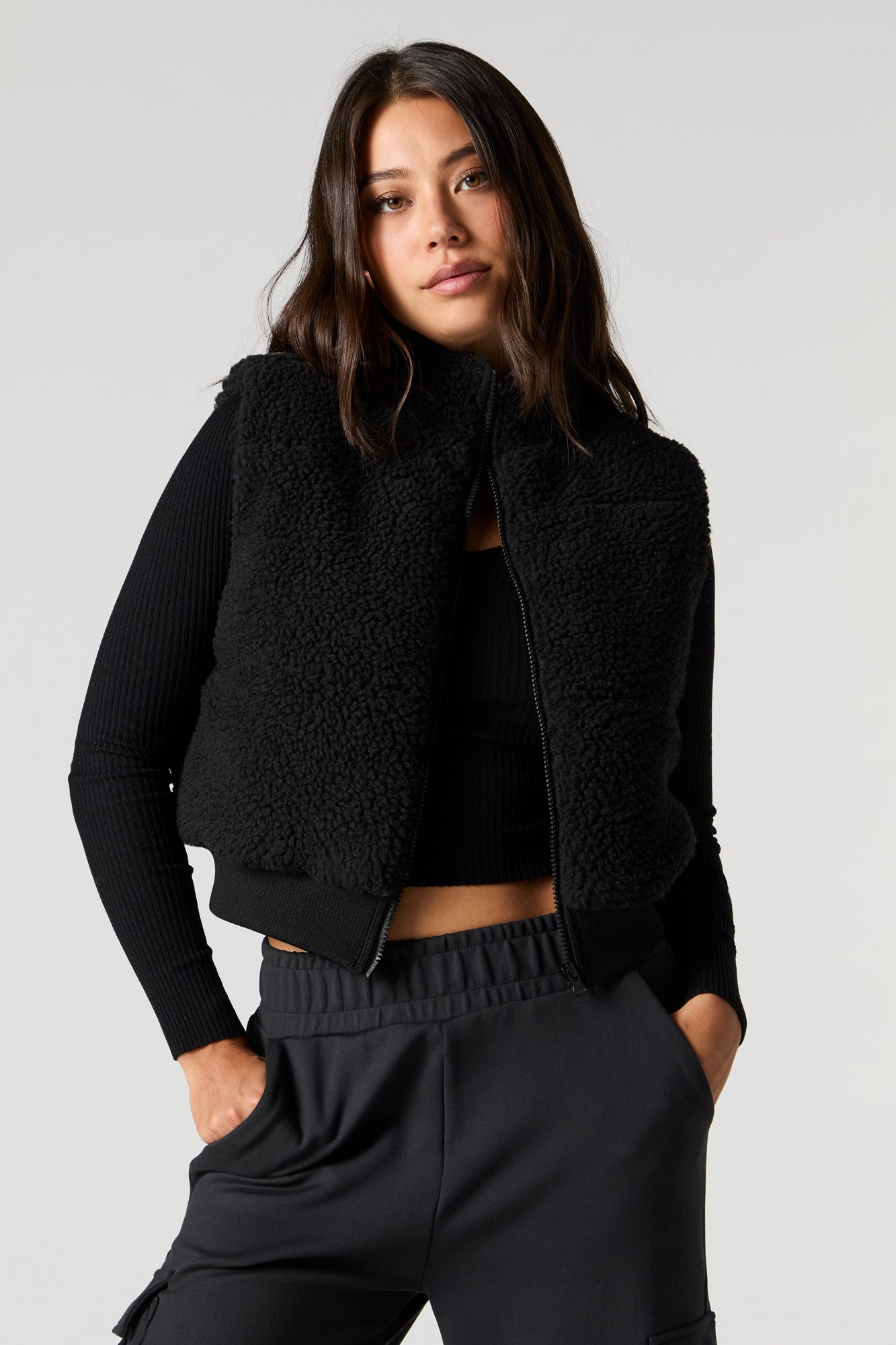 Sherpa Cropped Vest