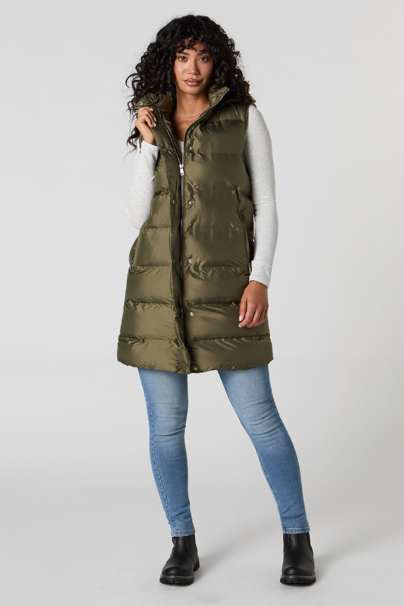 Hooded Longline Puffer Vest