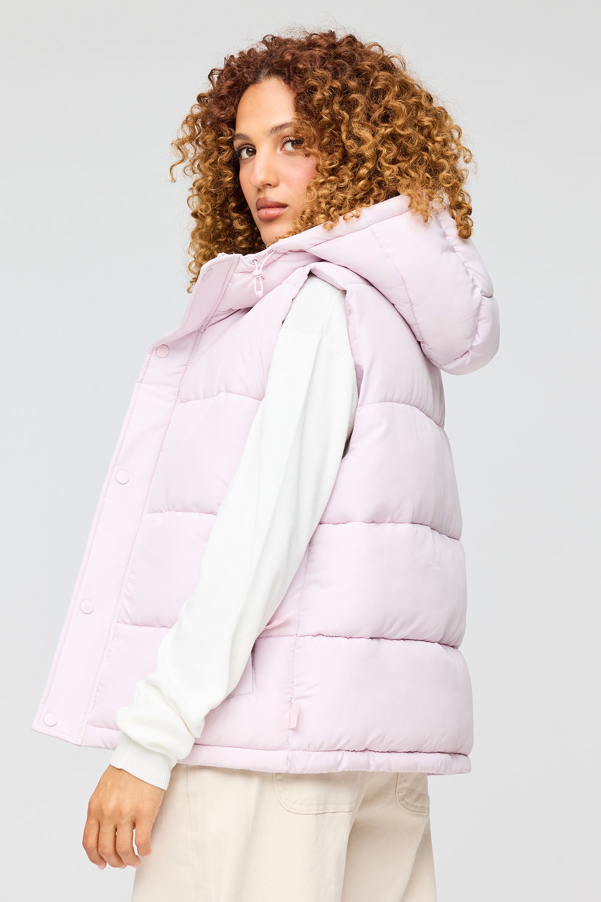 Alt View 2. Hooded Puffer Vest - Light Pink