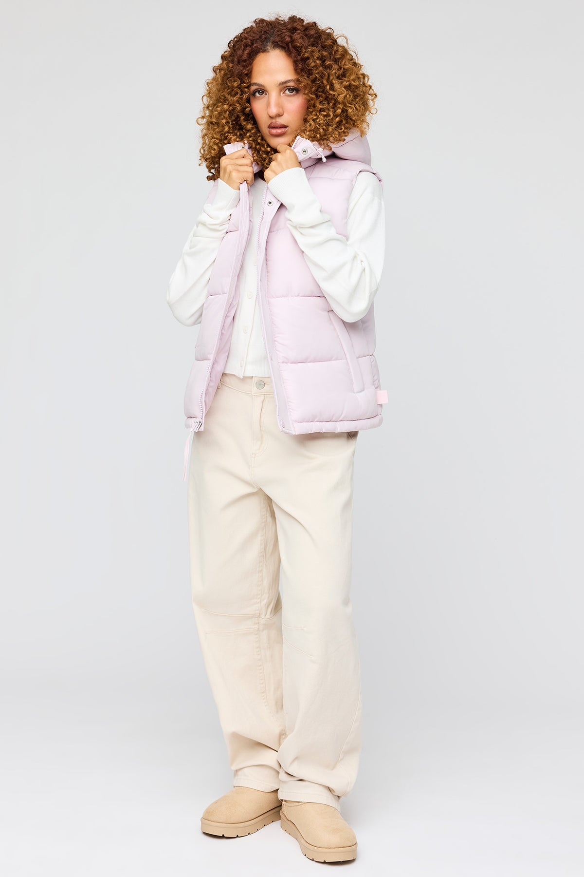 Alt View 3. Hooded Puffer Vest - Light Pink