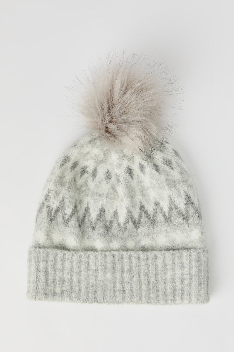 Tuque en jersey jacquard avec pompon