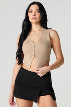 Veste courte en tricot côtelé