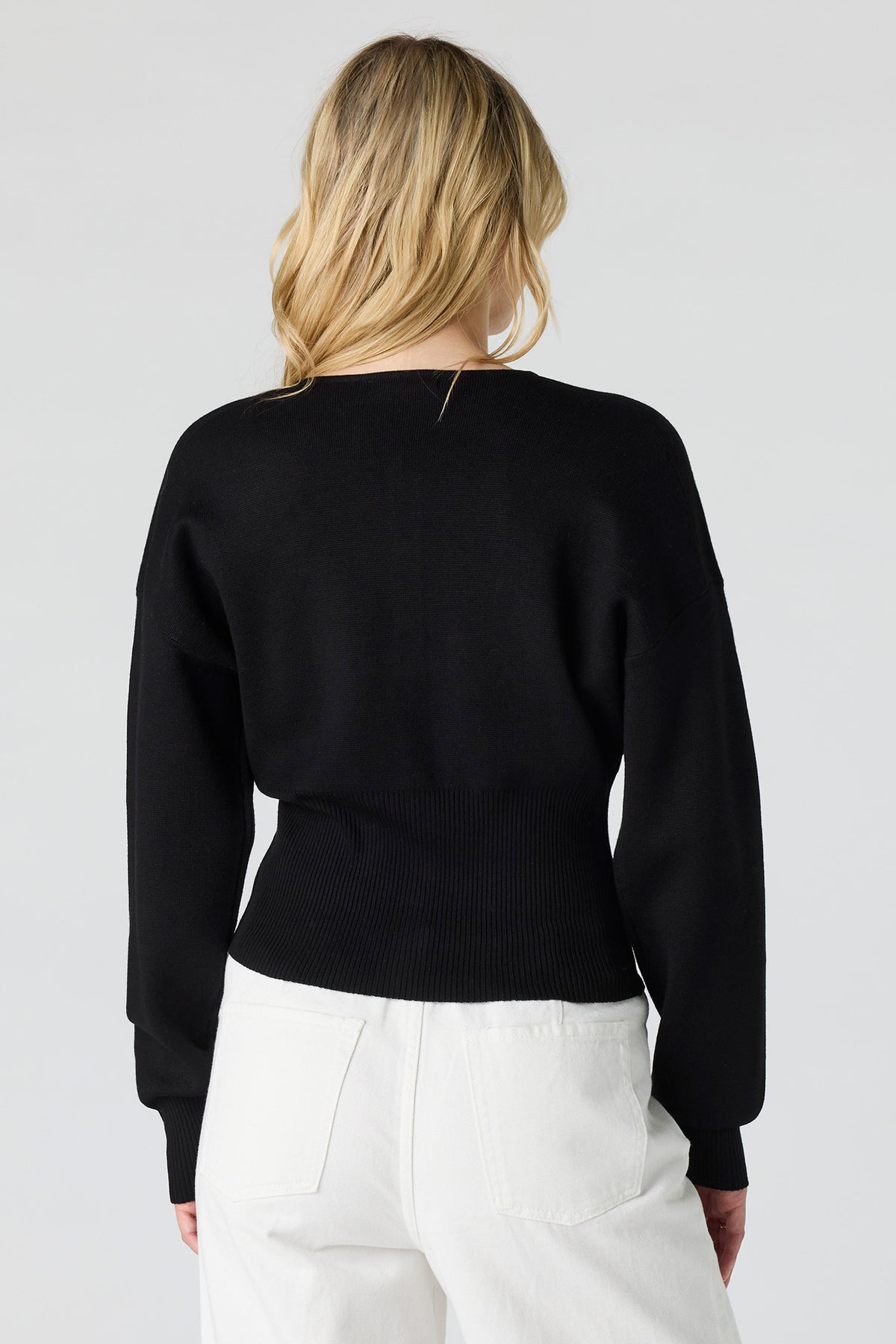 Alt View 2. Button-Up Cardigan - Black
