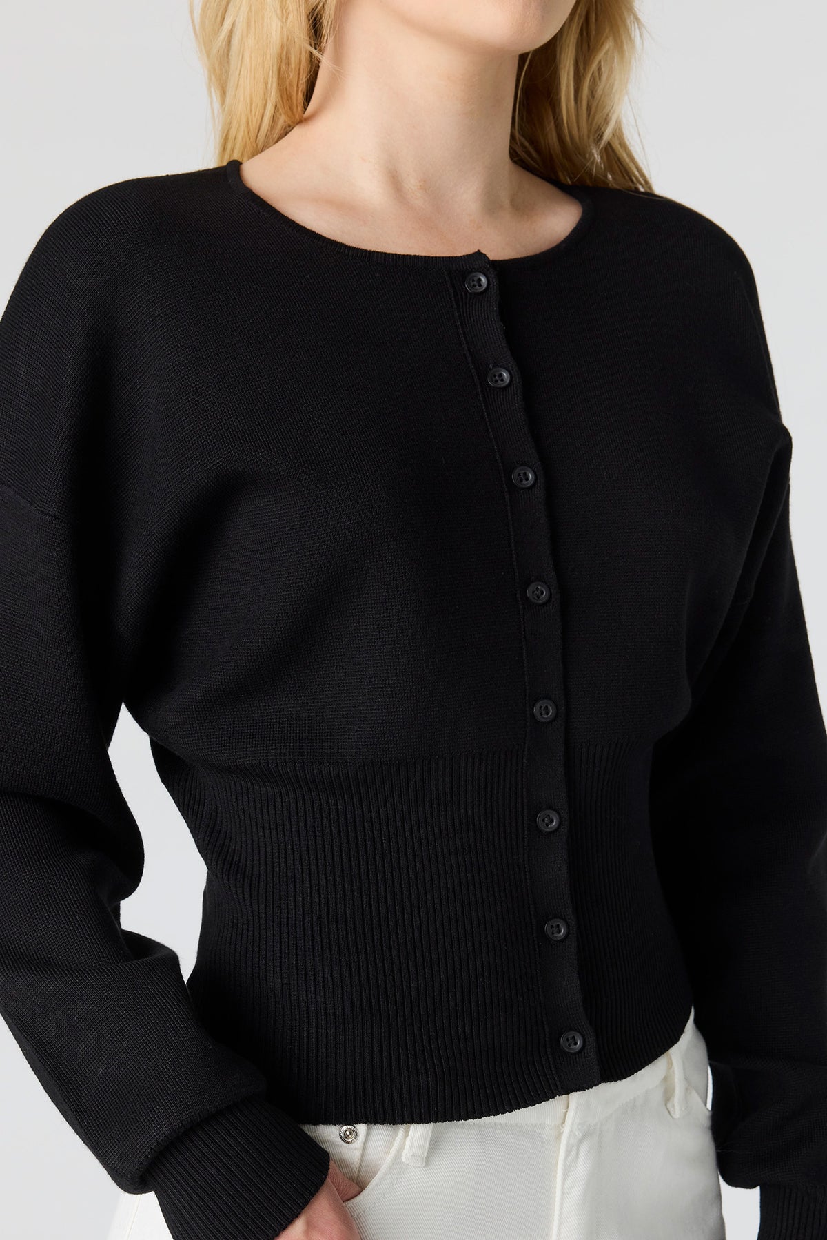 Alt View 4. Button-Up Cardigan - Black