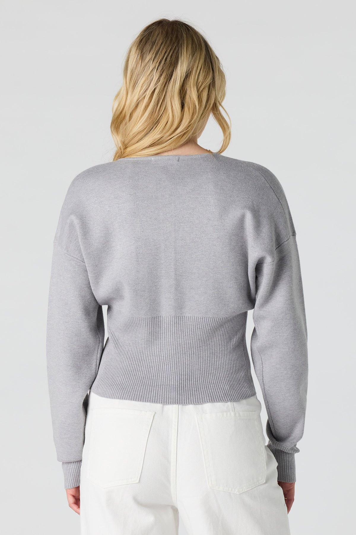 Alt View 2. Button-Up Cardigan - Heather Grey
