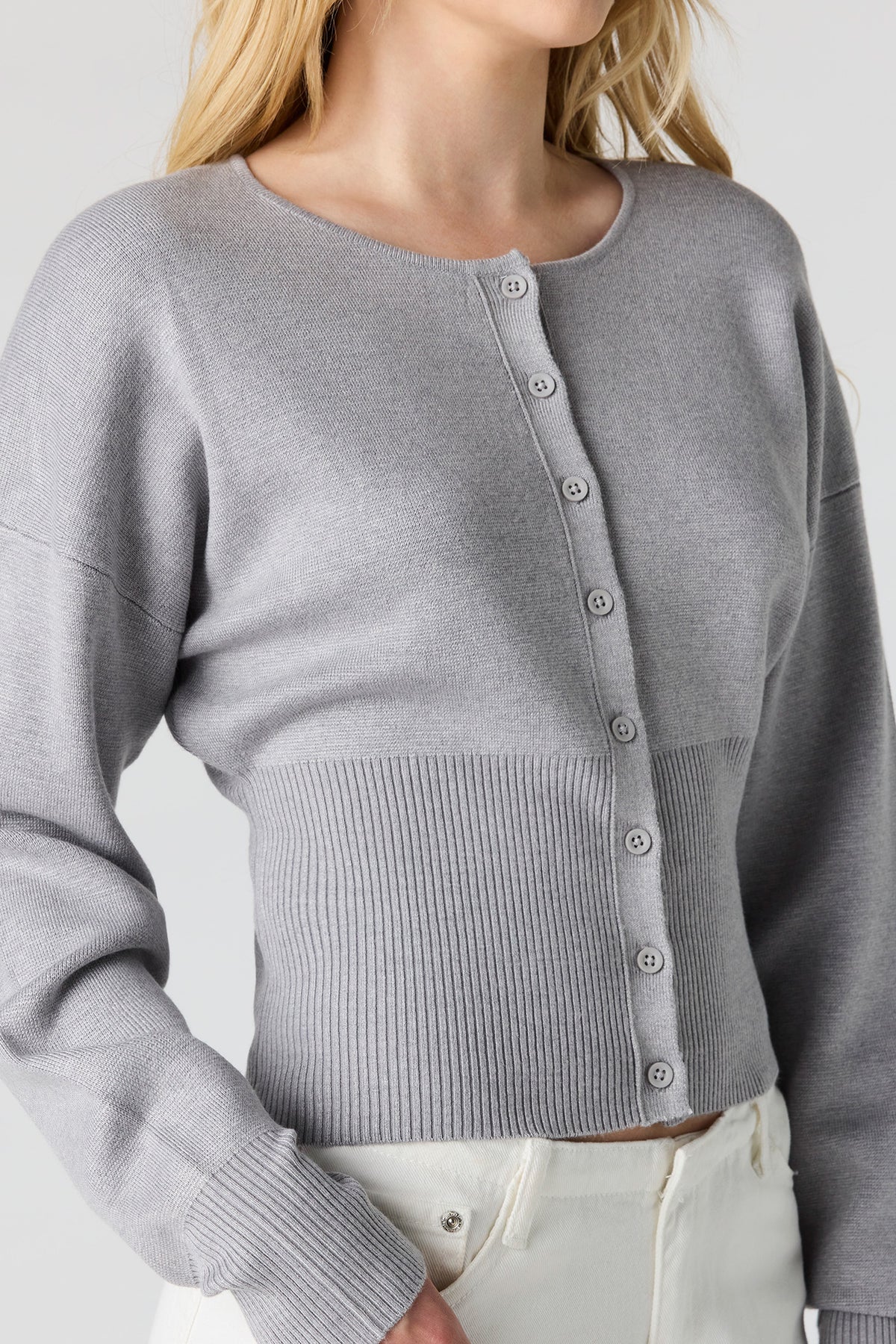 Alt View 4. Button-Up Cardigan - Heather Grey