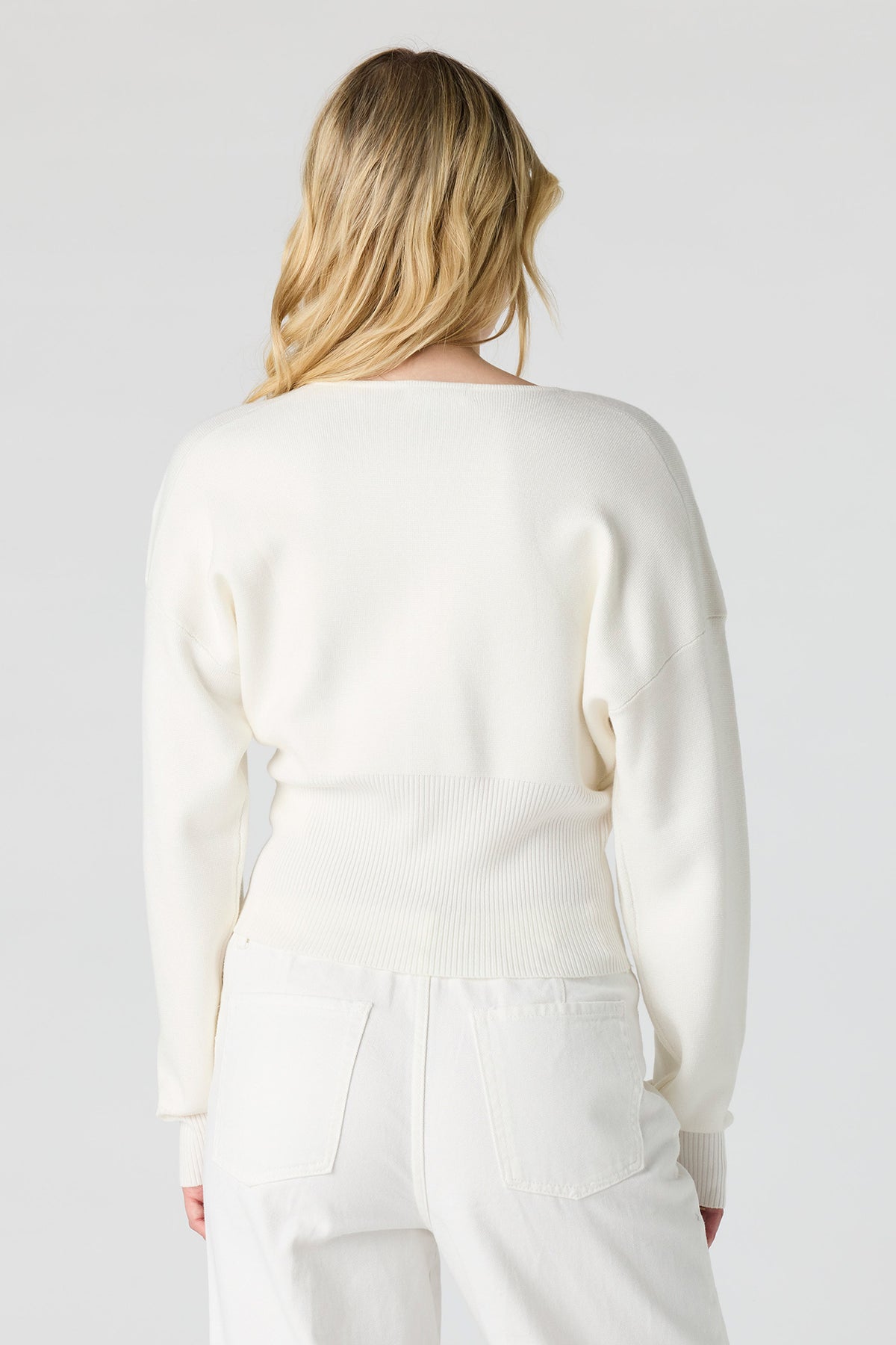 Alt View 2. Button-Up Cardigan - Cream