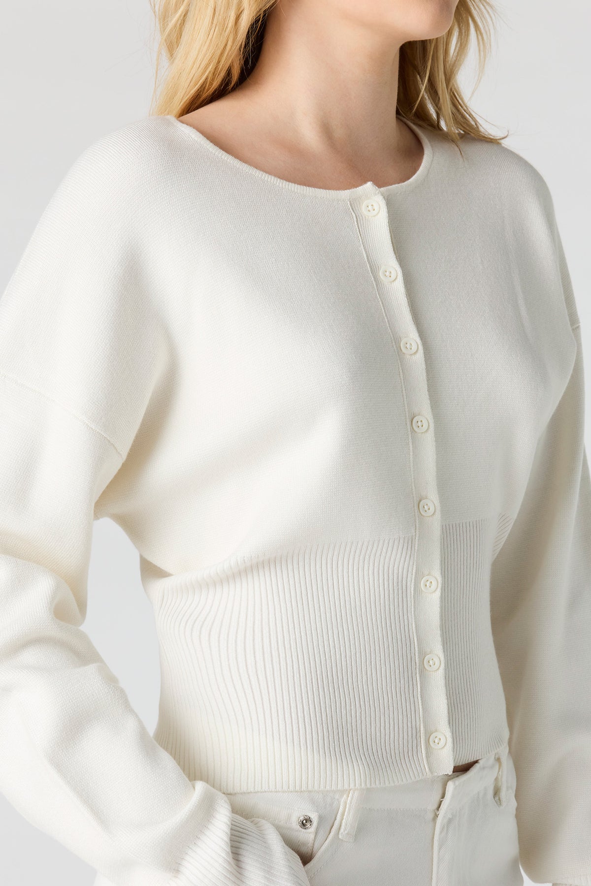 Alt View 4. Button-Up Cardigan - Cream