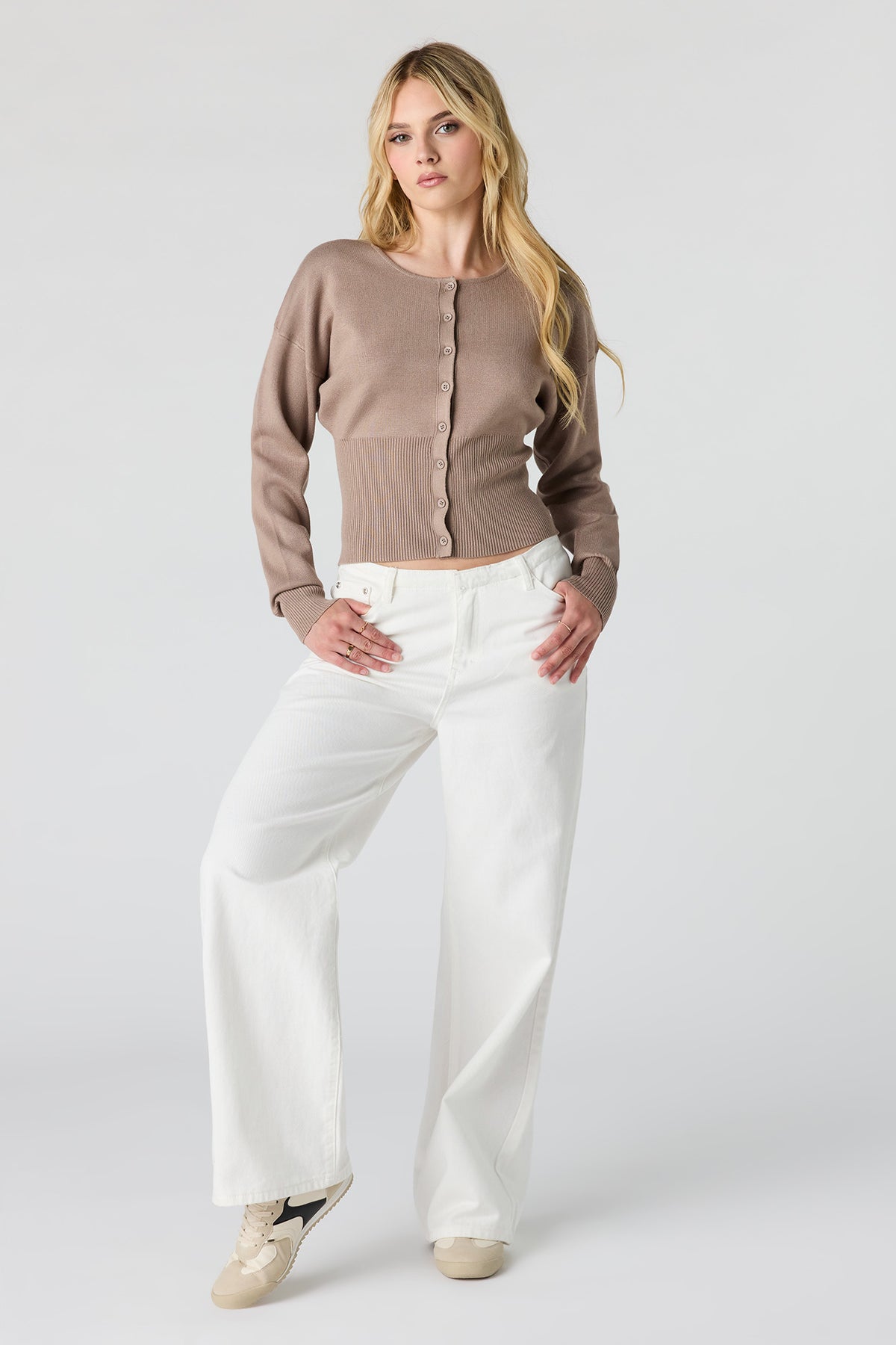 Alt View 3. Button-Up Cardigan - Tan