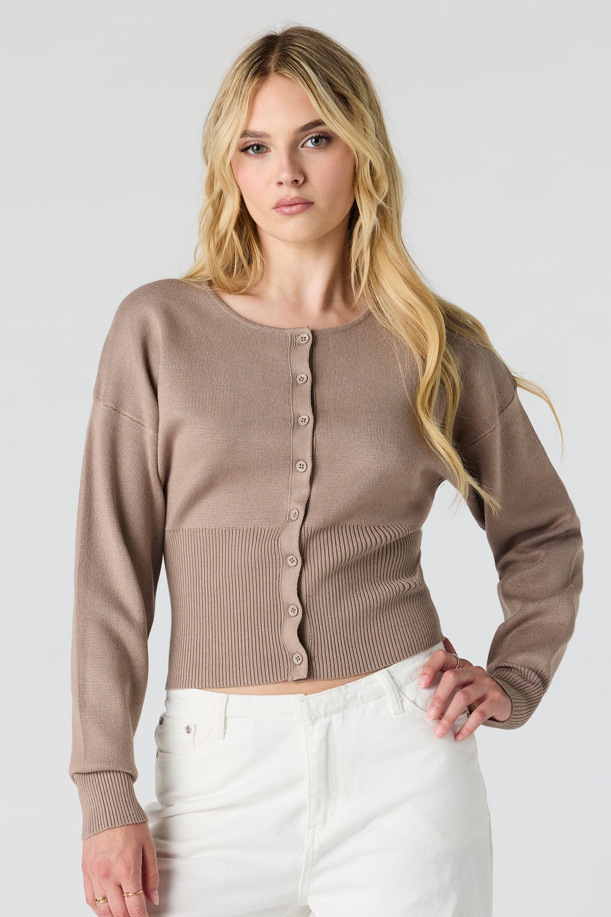 Button-Up Cardigan - Tan