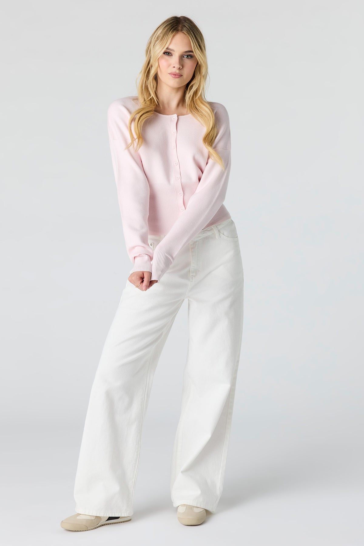 Alt View 3. Button-Up Cardigan - Light Pink