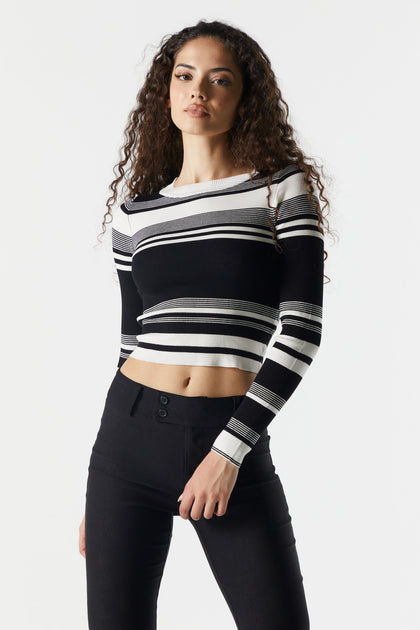 Striped Long Sleeve Crewneck Sweater