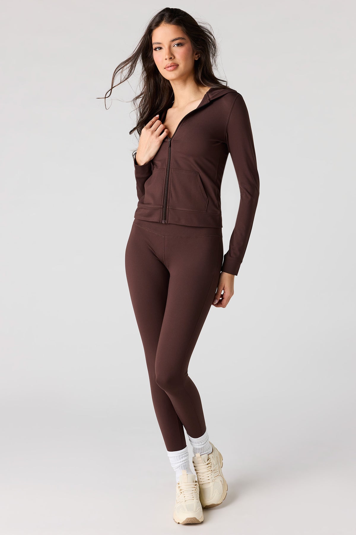 Alt View 3. Active Soft Zip-Up Jacket - Brown