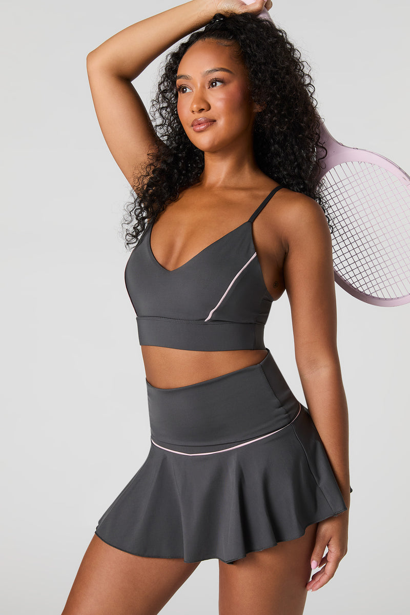 Miniskort à taille repliée avec détail passepoil Active