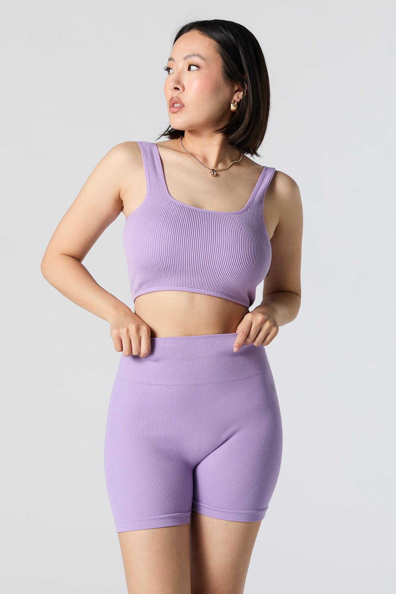 Short de cycliste Active sans couture côtelé