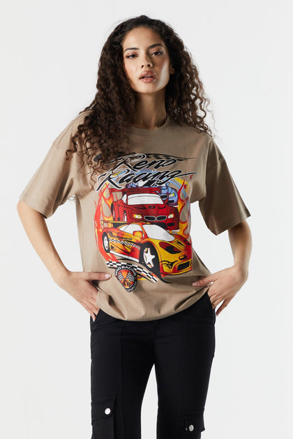 Racecar Graphic Oversized Boyfriend T-Shirt