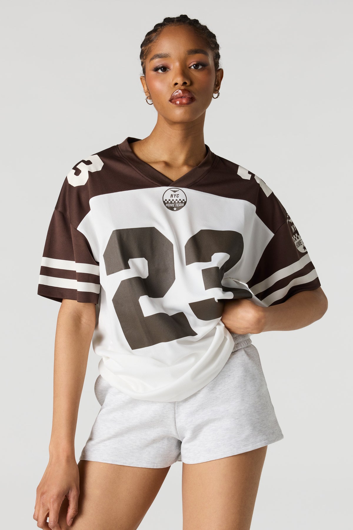 Graphic Oversized T-Shirt - Light Brown