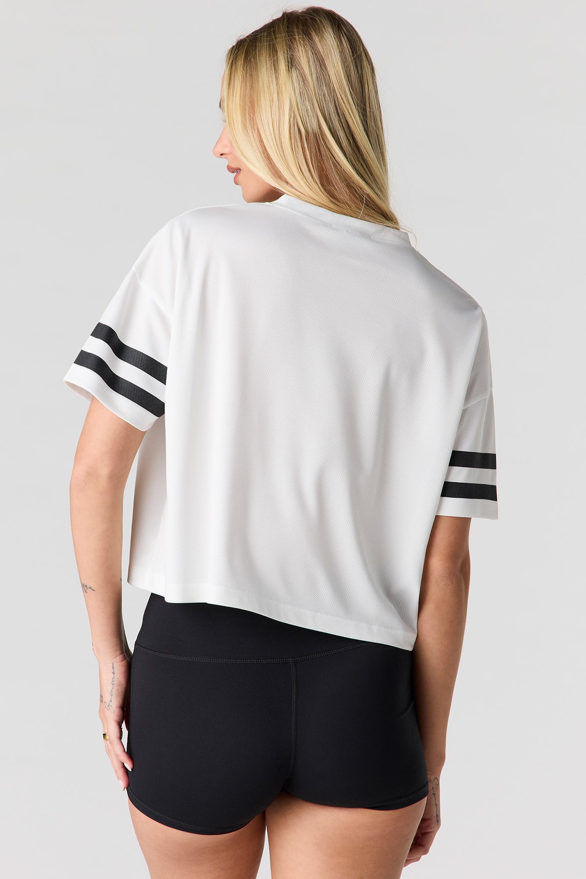 Alt View 2. Graphic Boxy Crop Jersey - White