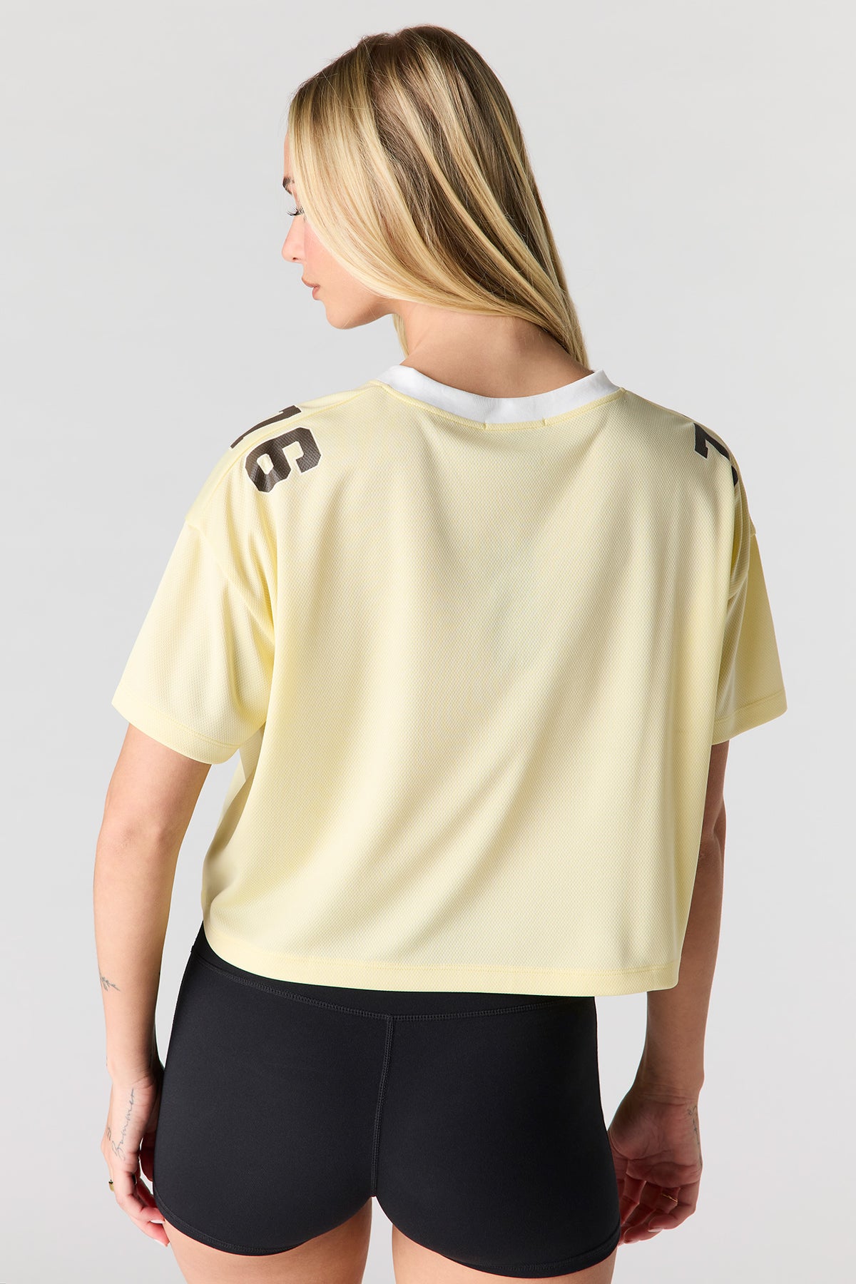 Alt View 2. Graphic Boxy Crop Jersey - Yellow