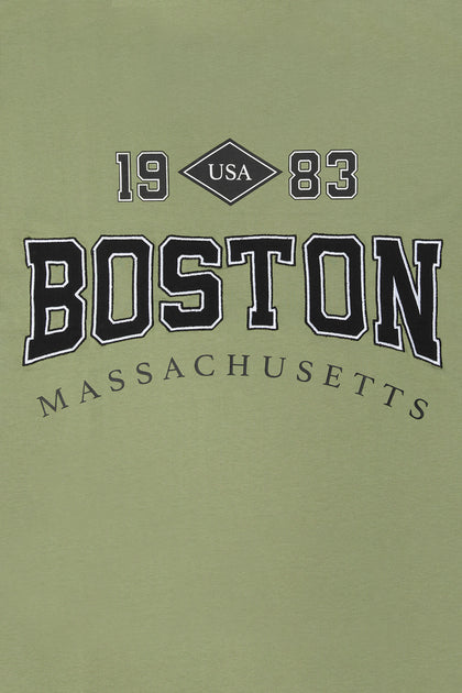 T-shirt surdimensionné avec motif brodé Boston en chenille
