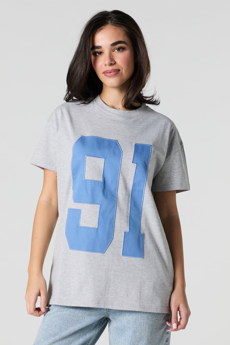T-shirt avec motif brodé 91 en sergé