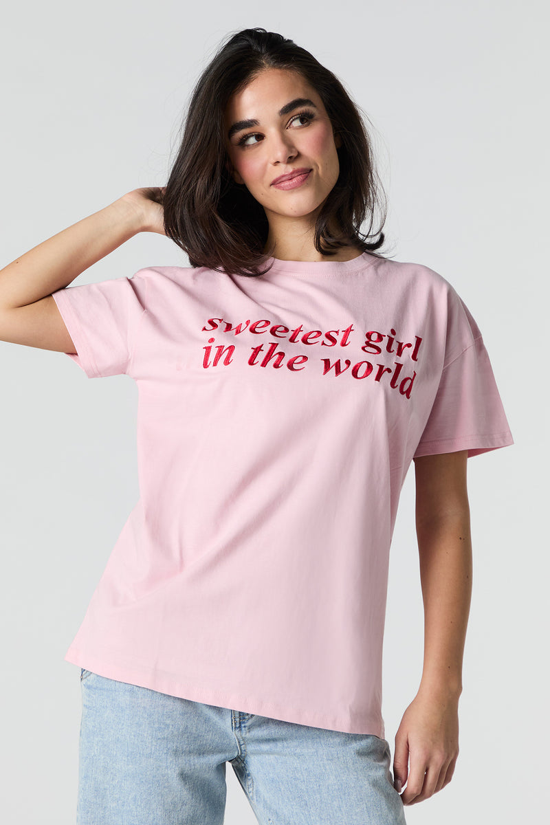 T-shirt avec motif brodé Sweetest Girl