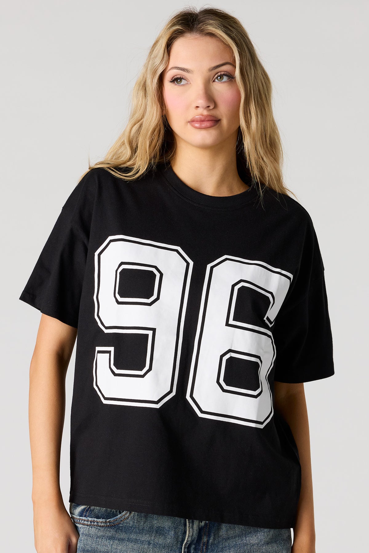 Graphic Oversized Boxy T-Shirt - Black