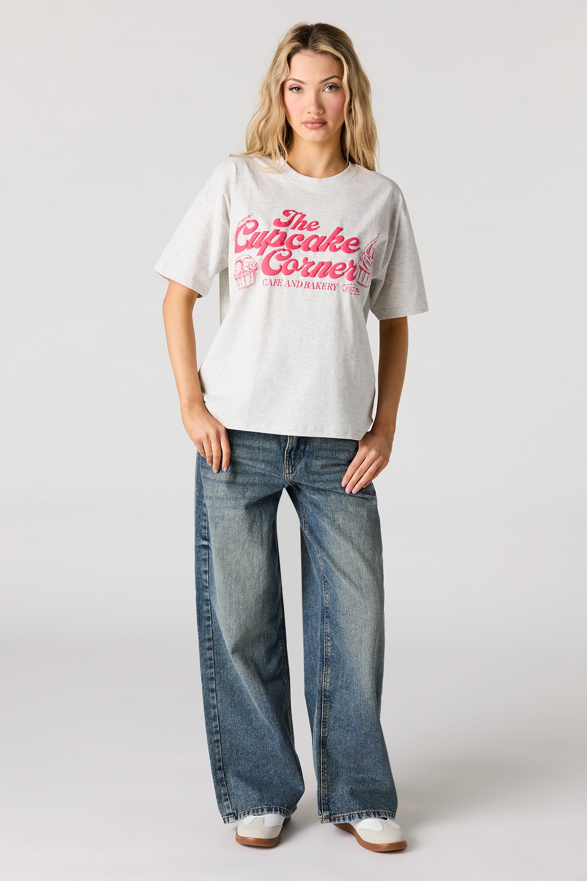 Alt View 3. Graphic Oversized Boxy T-Shirt - Heather Grey