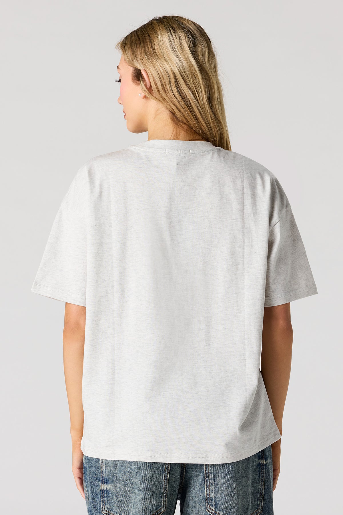Alt View 2. Graphic Oversized Boxy T-Shirt - Heather Grey
