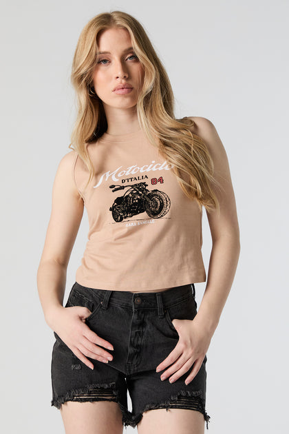 Motorcycle Graphic Cropped Tank
