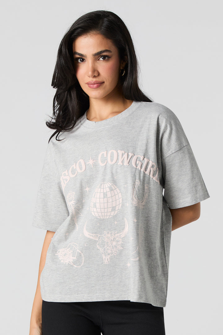 T-shirt à imprimé en relief Disco Cowgirl