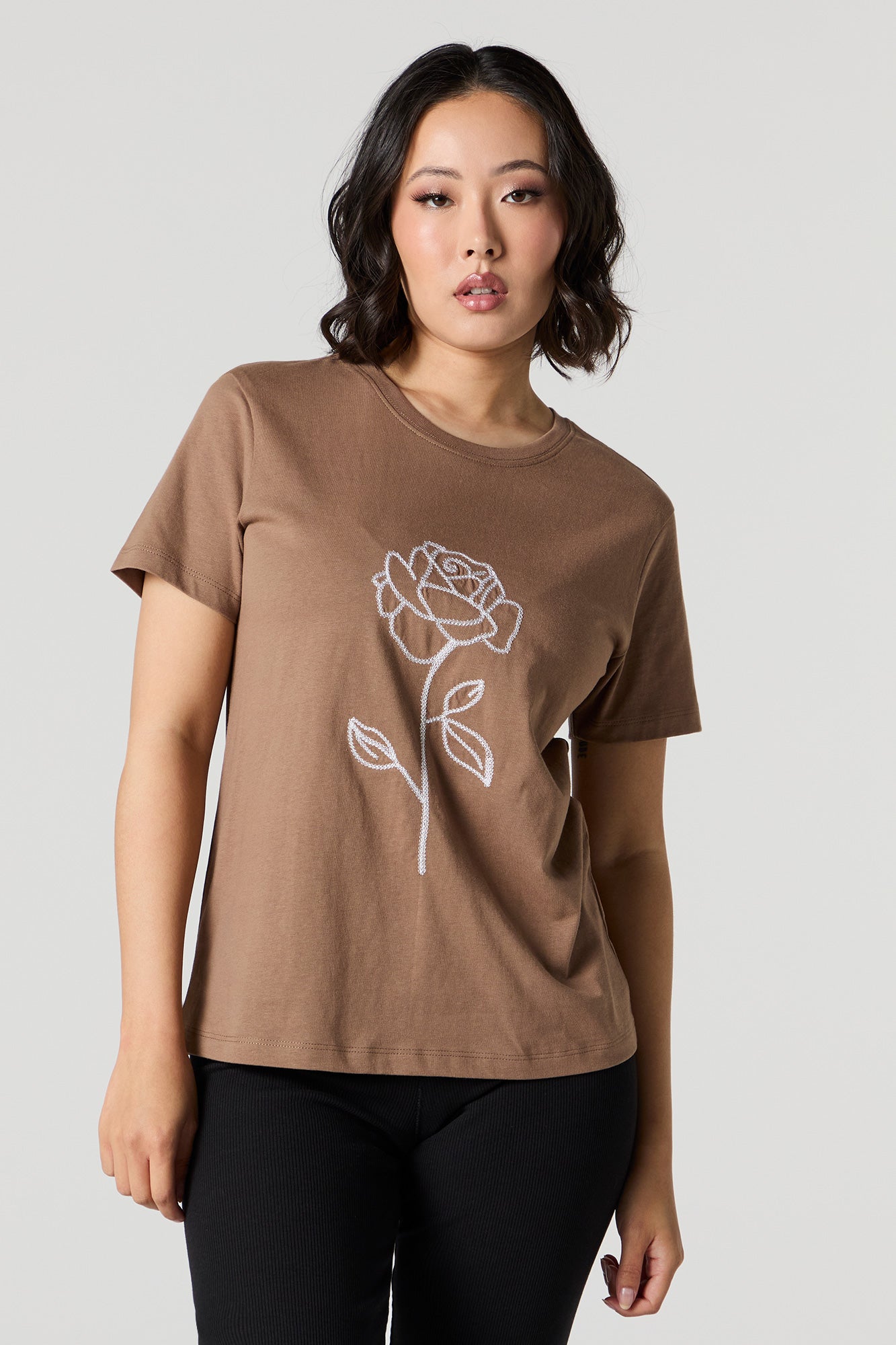 Rose Embroidered T-Shirt