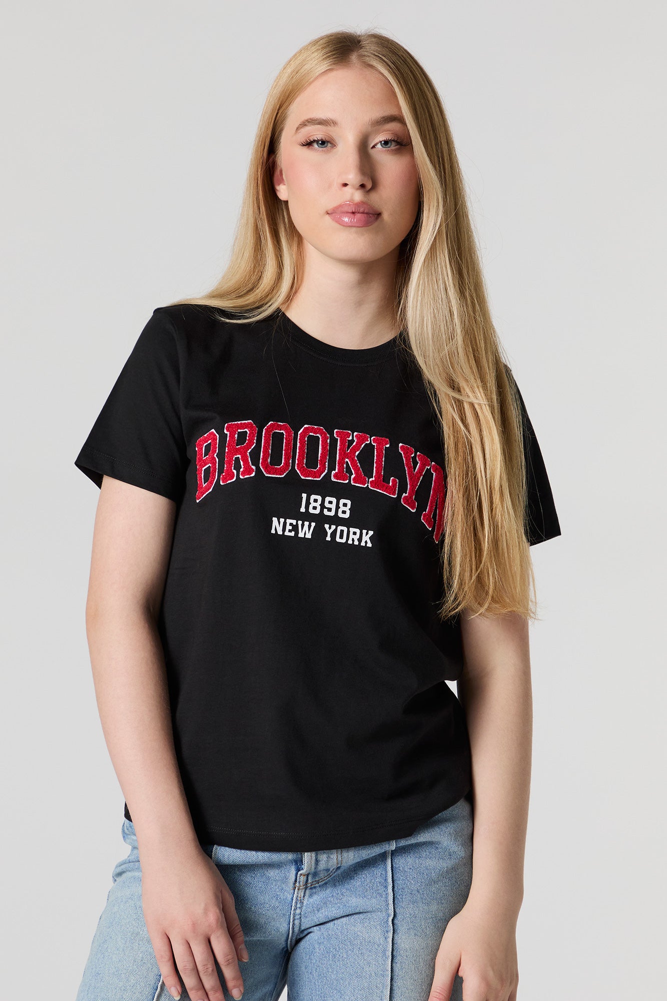 Brooklyn Chenille Embroidered Boyfriend T-Shirt